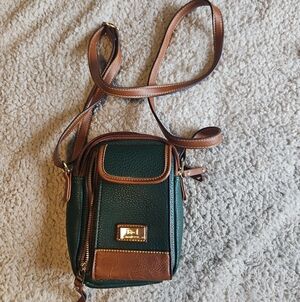 b.o.c. Green and Brown Pebbled Leather Crossbody